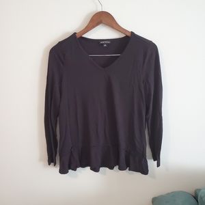 J Crew Mercantile basic black long sleeve tee size Medium ruffle hem